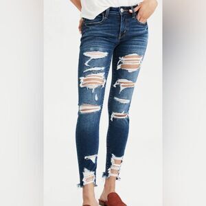 American Eagle Outfitters Jegging Crop Distressed Jeans Size 8